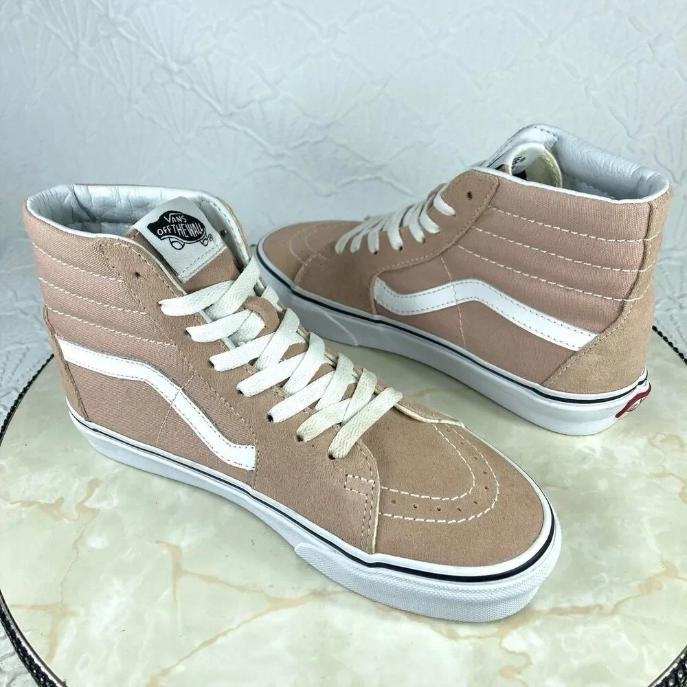 Vans Off The Wall Sk8-Hi Sneakers Womens 6.5 Pink Suede Canvas Streetwear Shoes - Picture 10 of 12